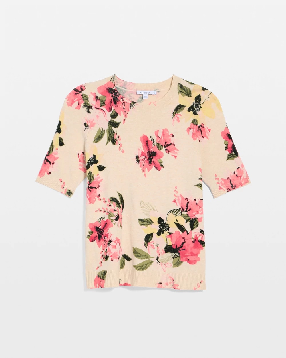 Ella Crewneck Floral Pullover Sweater Hot Honeysuckle - Chico's
