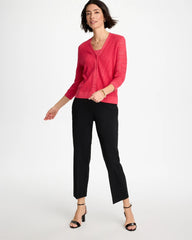Stitchy V-Neck Cardigan Hot Honeysuckle - Chico's