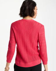 Stitchy V-Neck Cardigan Hot Honeysuckle - Chico's