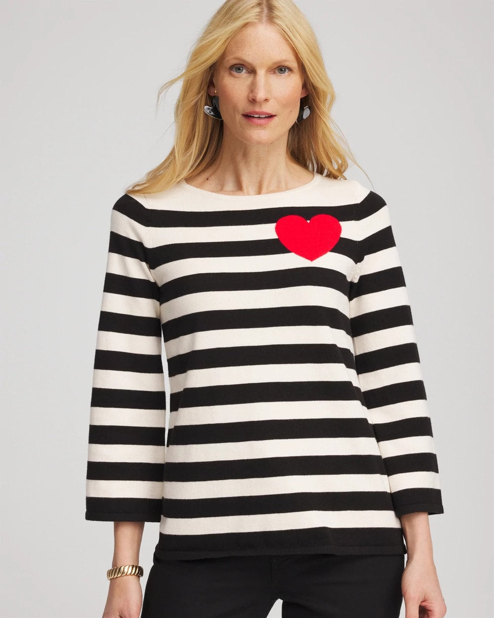 Striped V-Day Pullover English Cream - Chico's