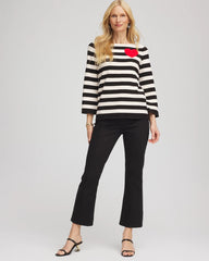 Striped V-Day Pullover English Cream - Chico's