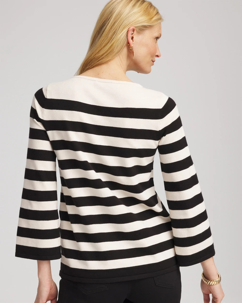 Striped V-Day Pullover English Cream - Chico's