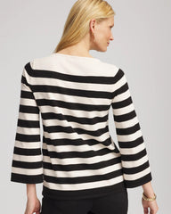 Striped V-Day Pullover English Cream - Chico's