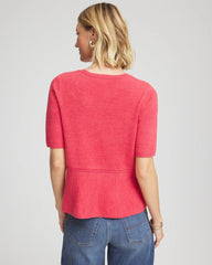 Pullover Peplum Sweater Folkloric Red - Chico's