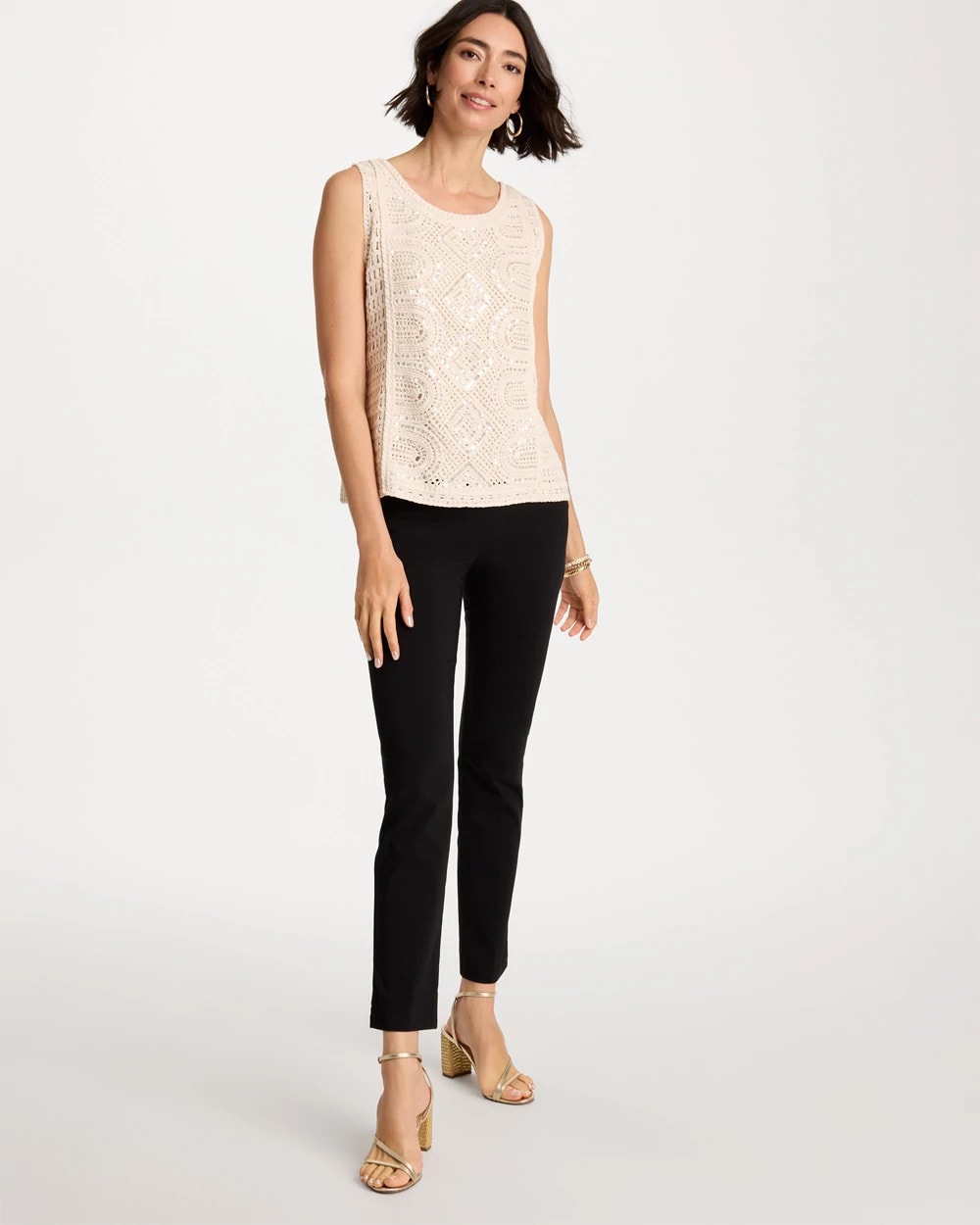 Crochet Sequin Tank Neutral - Chico's