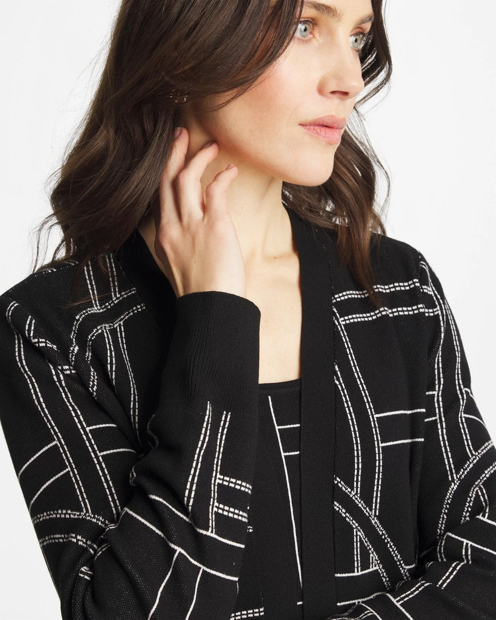 Ella Graphic Cardigan Black - Chico's