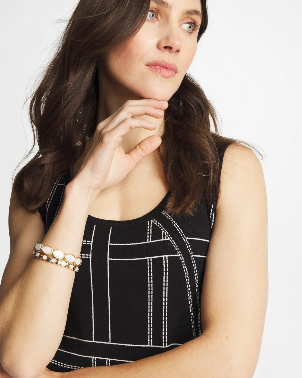 Ella Graphic Scoopneck Tank Black - Chico's
