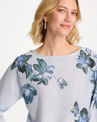 Floral Print Pullover Sweater Blue Orchid - Chico's