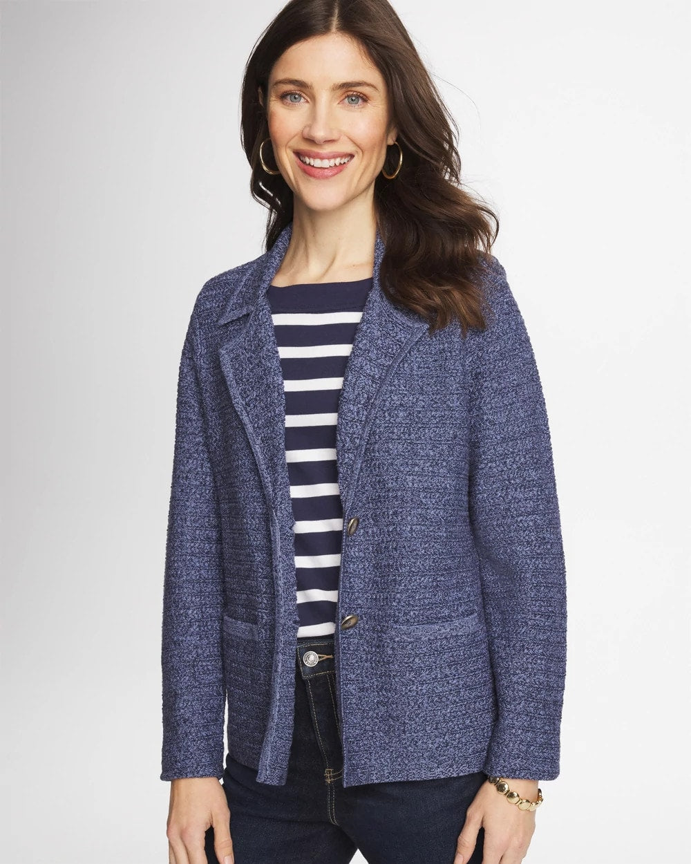 Denim Inspired Textured Cardigan Medium Denim - Chico's