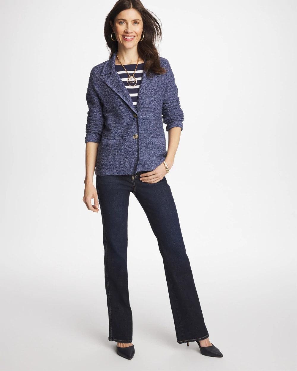 Denim Inspired Textured Cardigan Medium Denim - Chico's