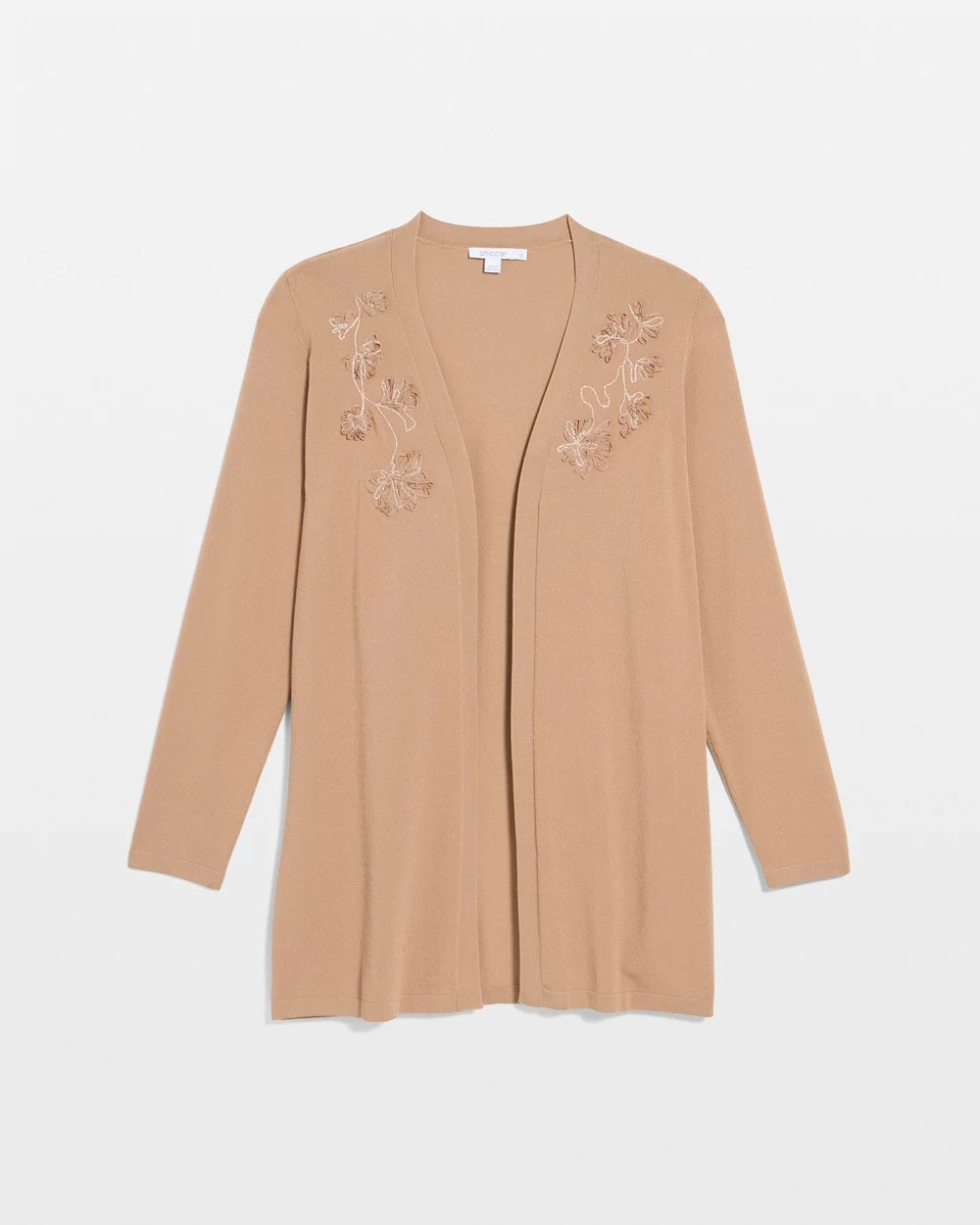 Floral Embroidered Cardigan Cattail Brown - Chico's