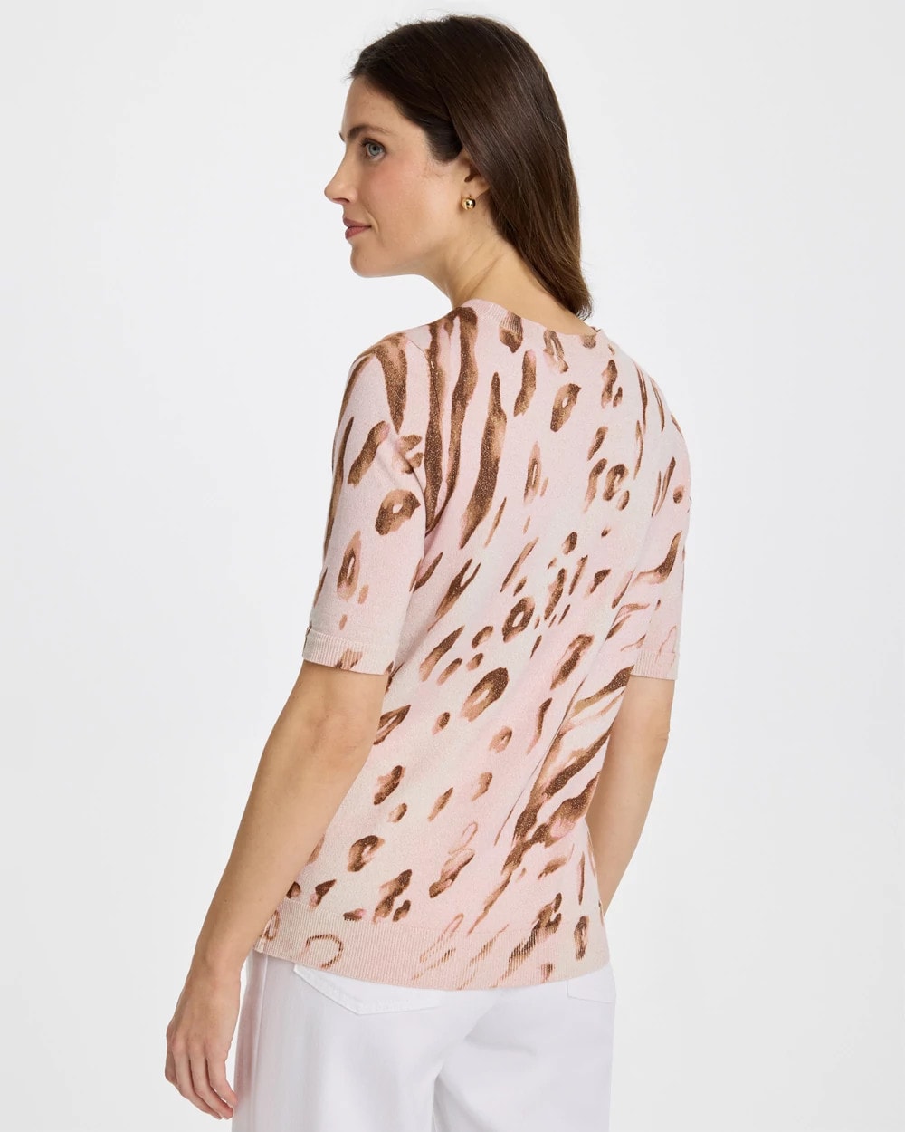 Ella Crewneck Metallic Pullover Sweater Sweet Blossom - Chico's