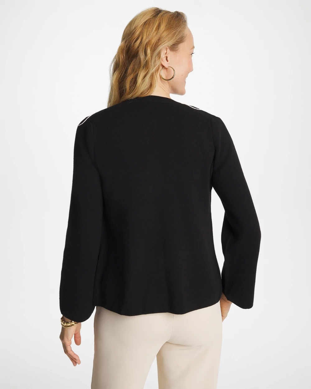 Embroidered Crewneck Cardigan Jacket Black - Chico's