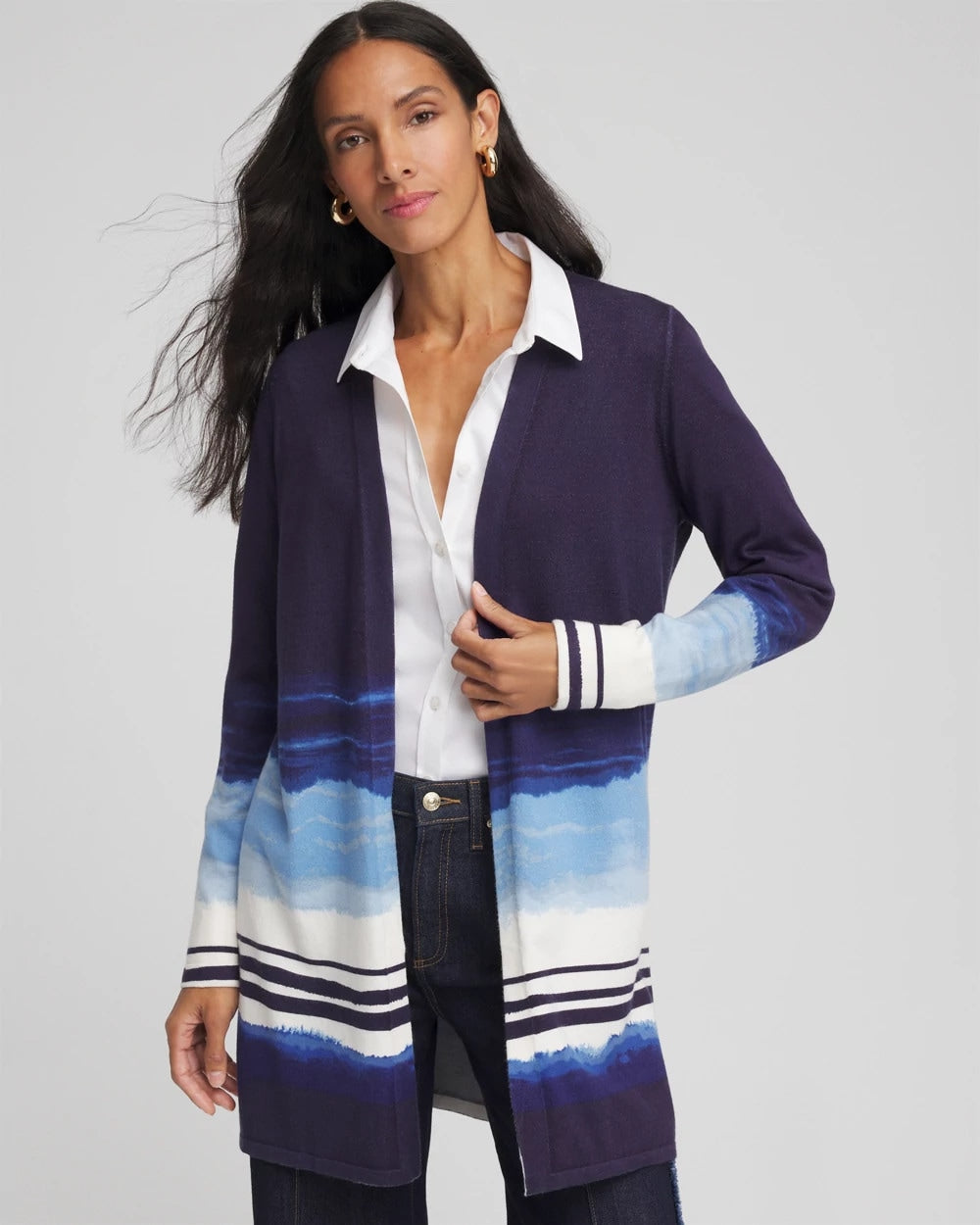 Stripe Ombre Duster Cardigan Passport Blue - Chico's