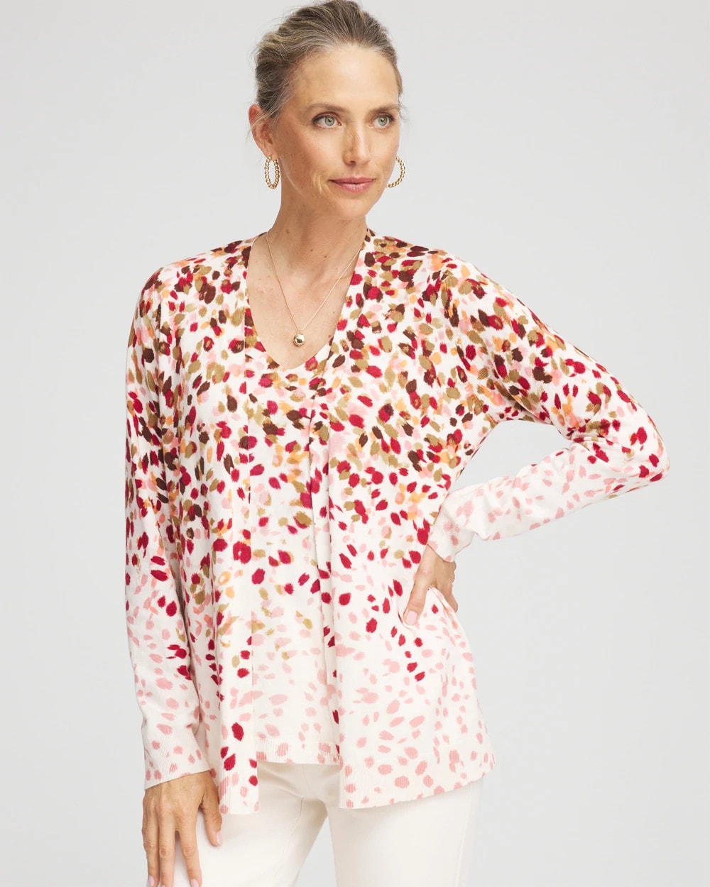 Ombré Printed V-Neck Cardigan Multi - Chico's