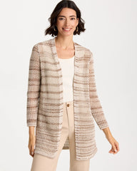 Pointelle Metallic Cardigan Cattail Brown - Chico's