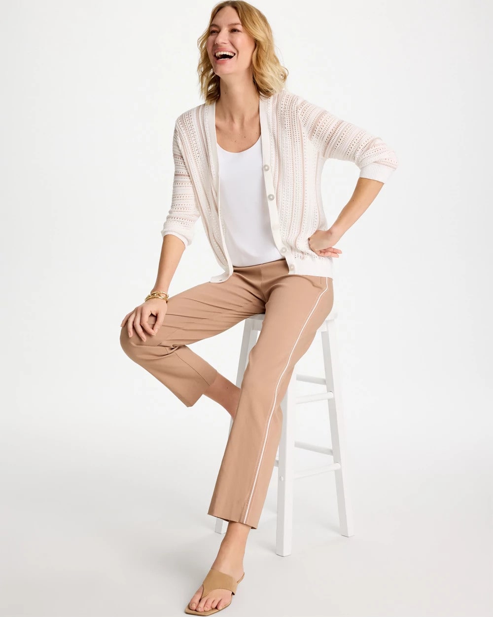Striped Stitchy Cardigan Alabaster - Chico's