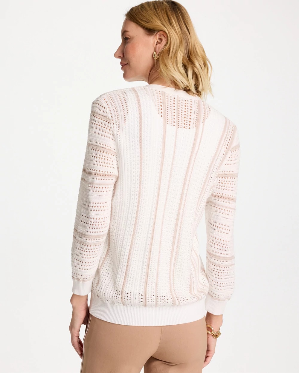 Striped Stitchy Cardigan Alabaster - Chico's