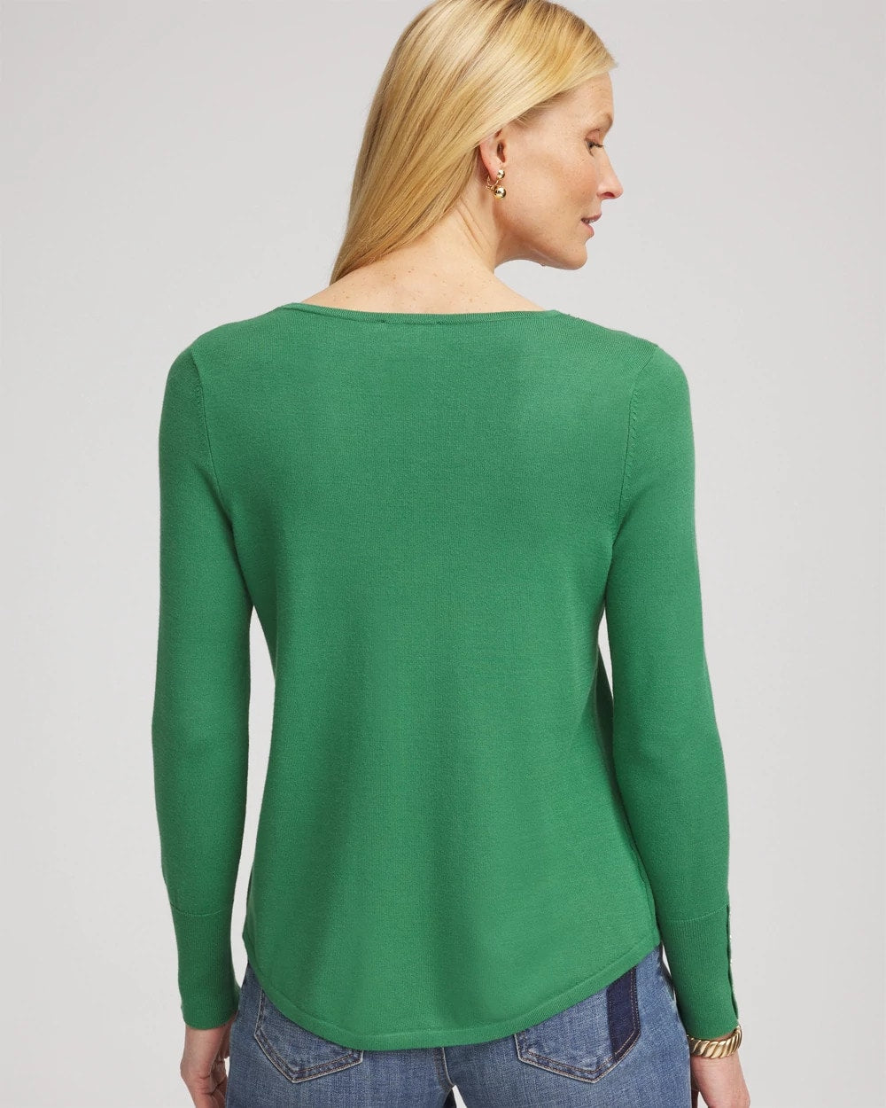 Ella V-Neck Pullover Sweater Jardin Green - Chico's