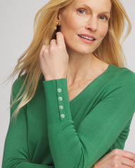 Ella V-Neck Pullover Sweater Jardin Green - Chico's