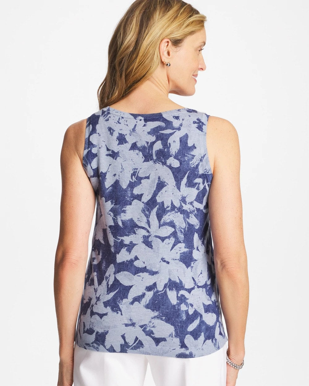 Ella Floral Scoopneck Tank Blue - Chico's