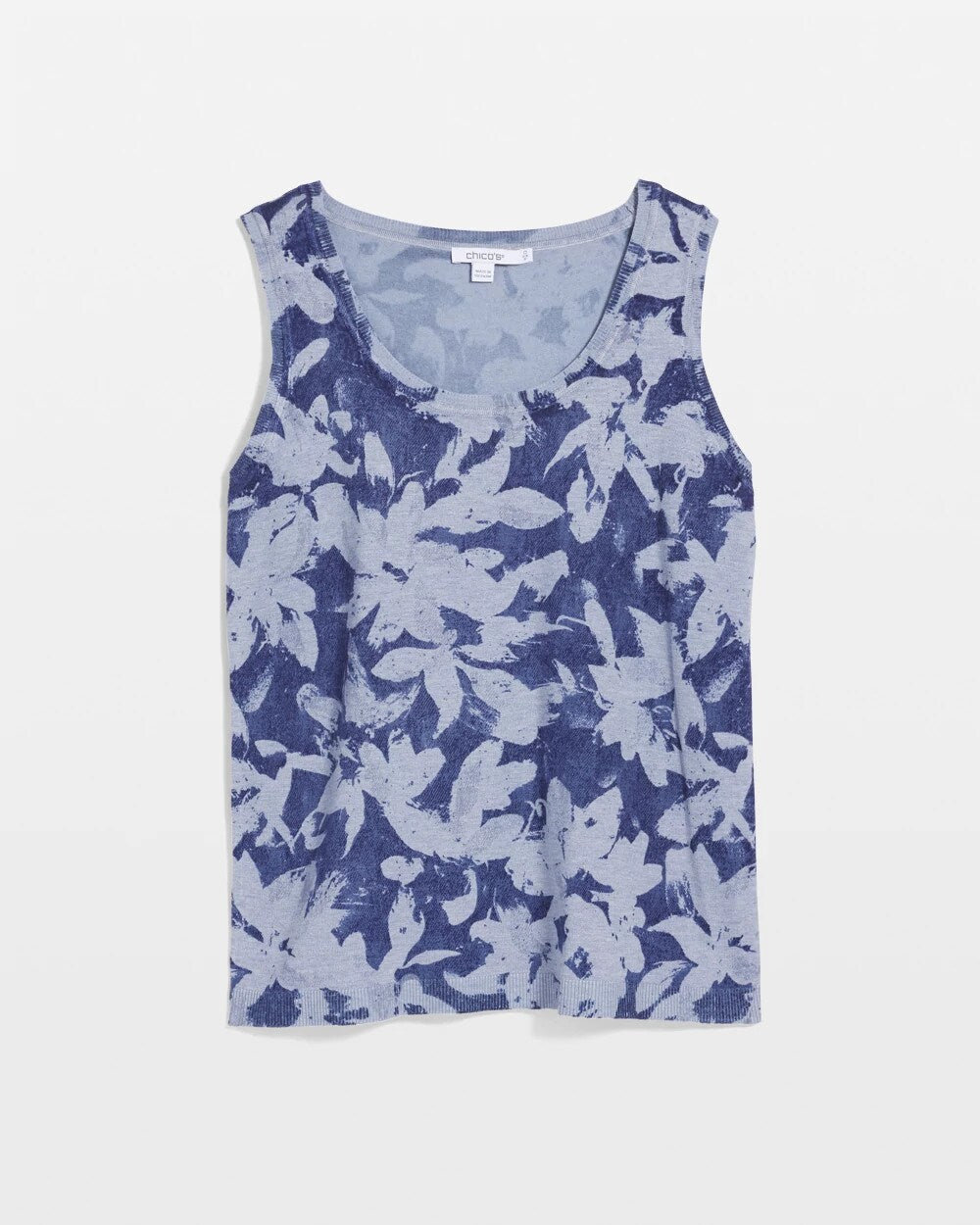 Ella Floral Scoopneck Tank Blue - Chico's