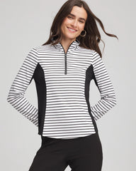 Zenergy® UPF Striped Block Half Zip Black - Chico's