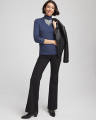 Ella Button Cuff Turtleneck Sweater Indigo Sky - Chico's