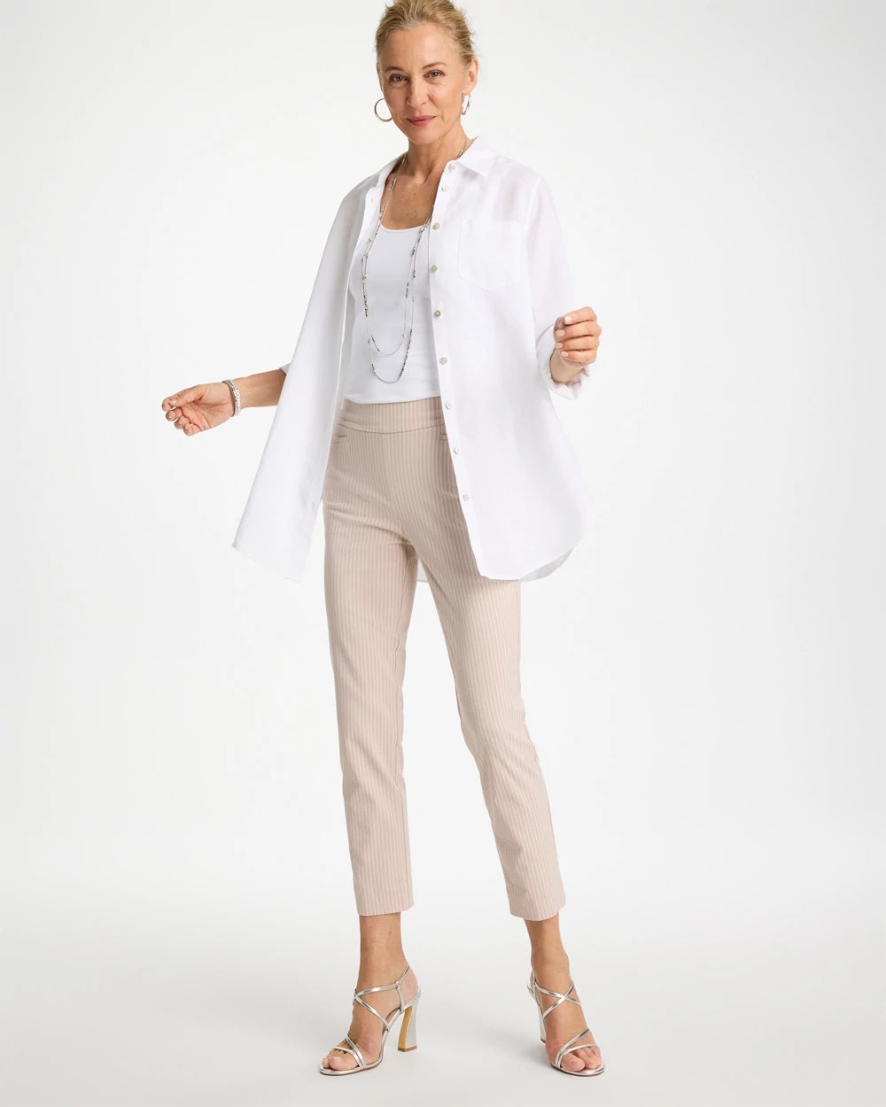 Brigitte™ Slim Twill Stripe Neutral Crop Neutral - Chico's