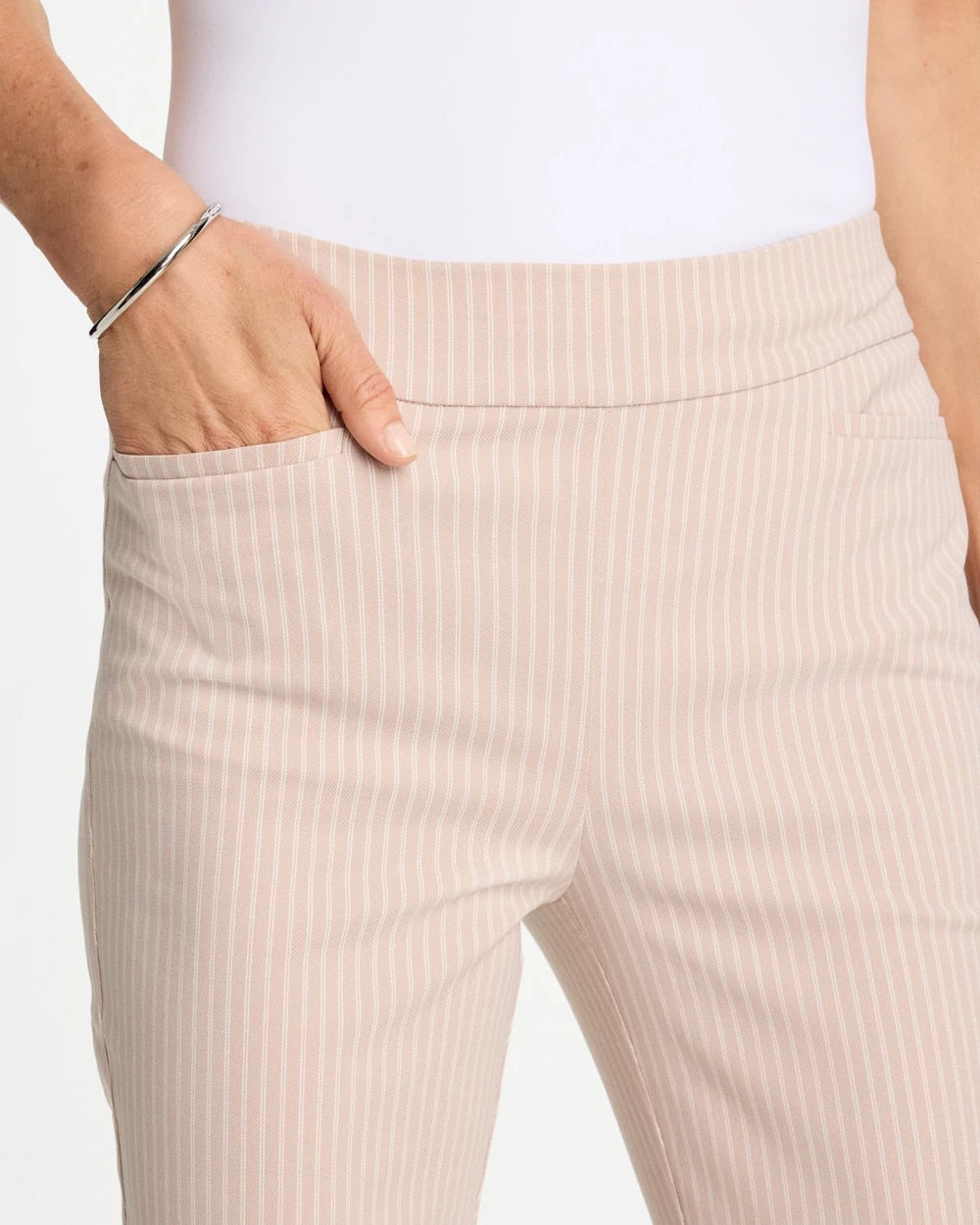 Brigitte™ Slim Twill Stripe Neutral Crop Neutral - Chico's