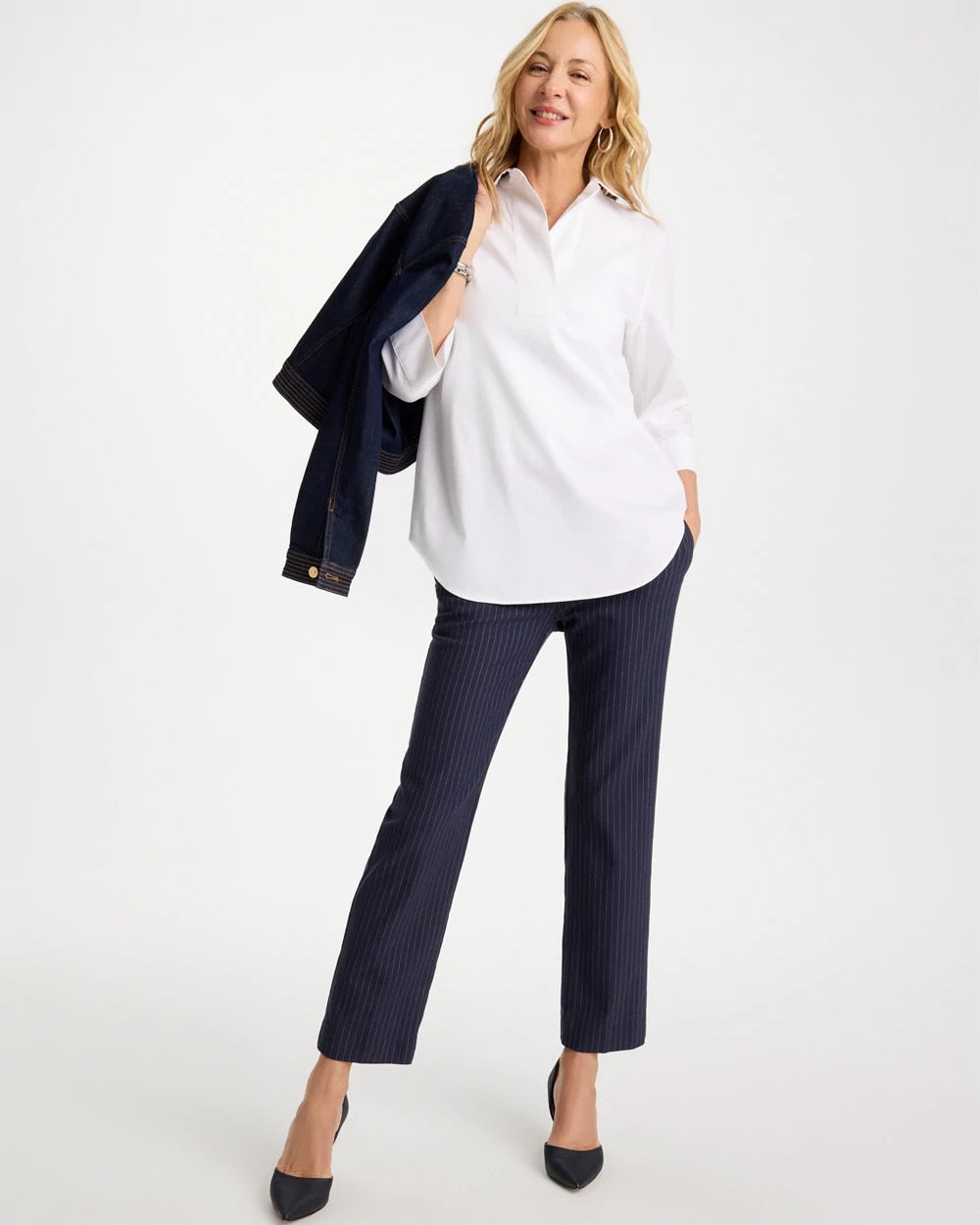 Brigitte™ Straight Pinstripe Cropped Pants Navy - Chico's
