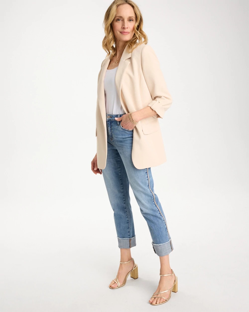 Girlfriend Roll Cuff Crop Jeans Allegro Indigo - Chico's