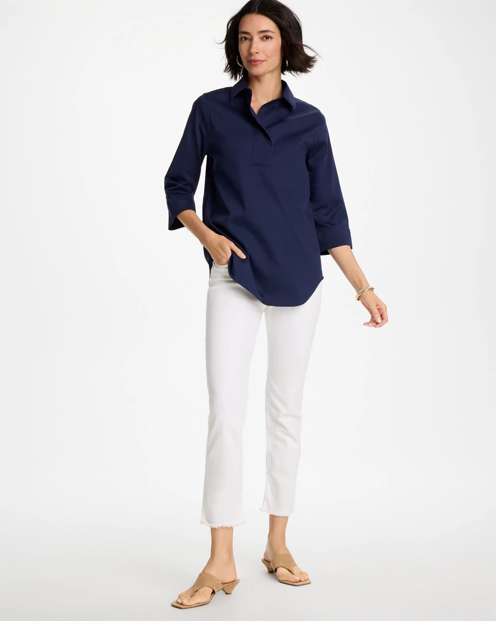 No-Stain Girlfriend Frayed Ankle Jeans Alabaster - Chico's