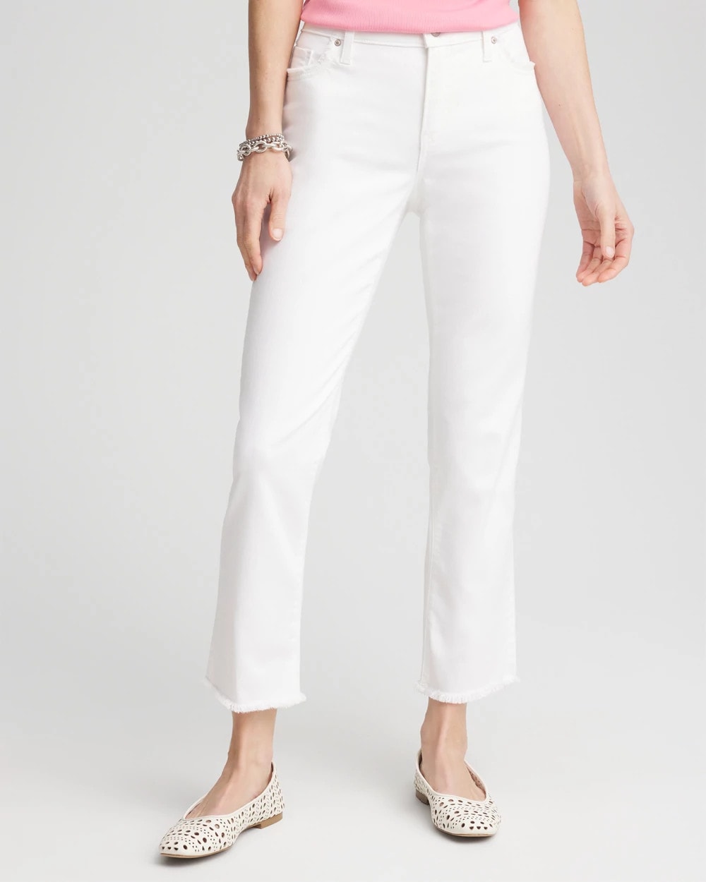 Girlfriend Frayed Cropped No Stain Jeans Alabaster - Chico's