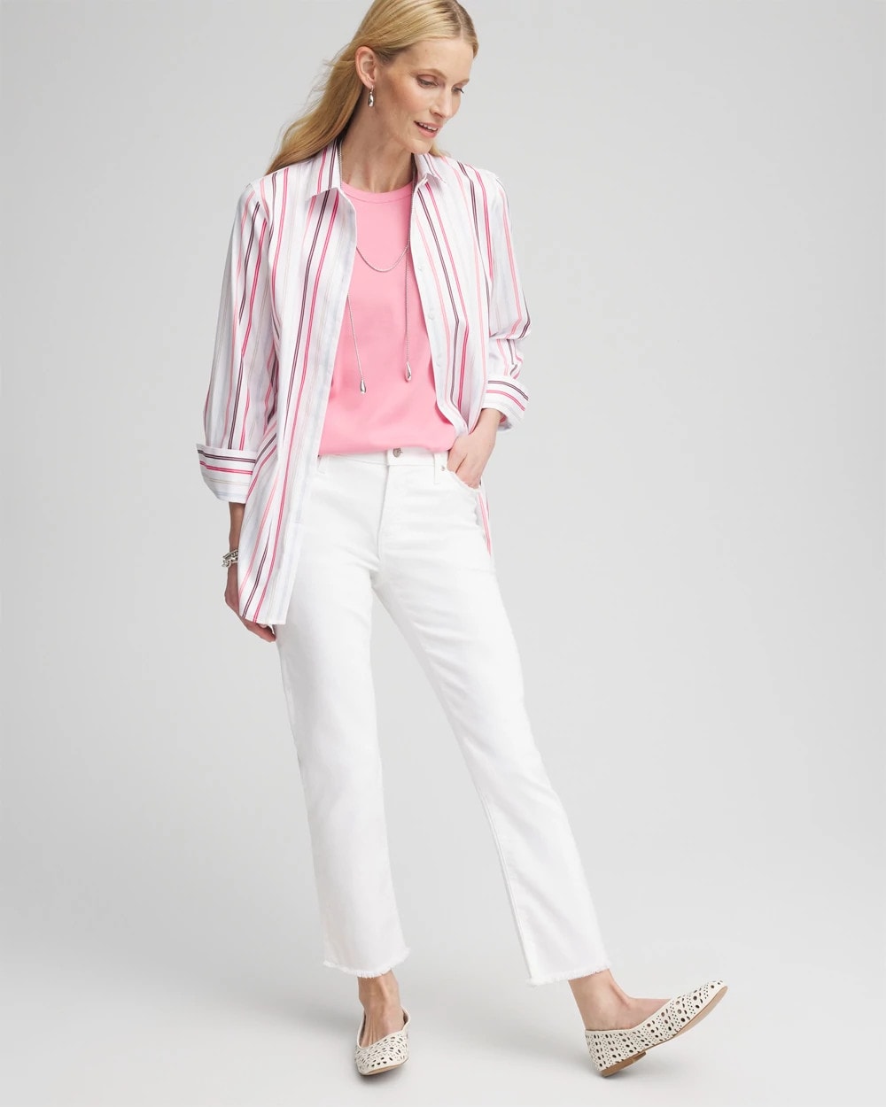 Girlfriend Frayed Cropped No Stain Jeans Alabaster - Chico's