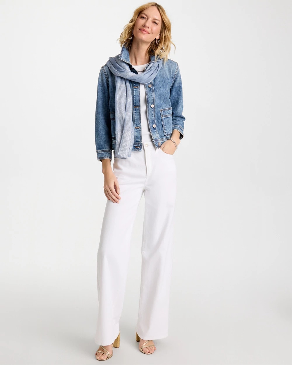 Denim Cropped Trucker Jacket Sakura Indigo - Chico's