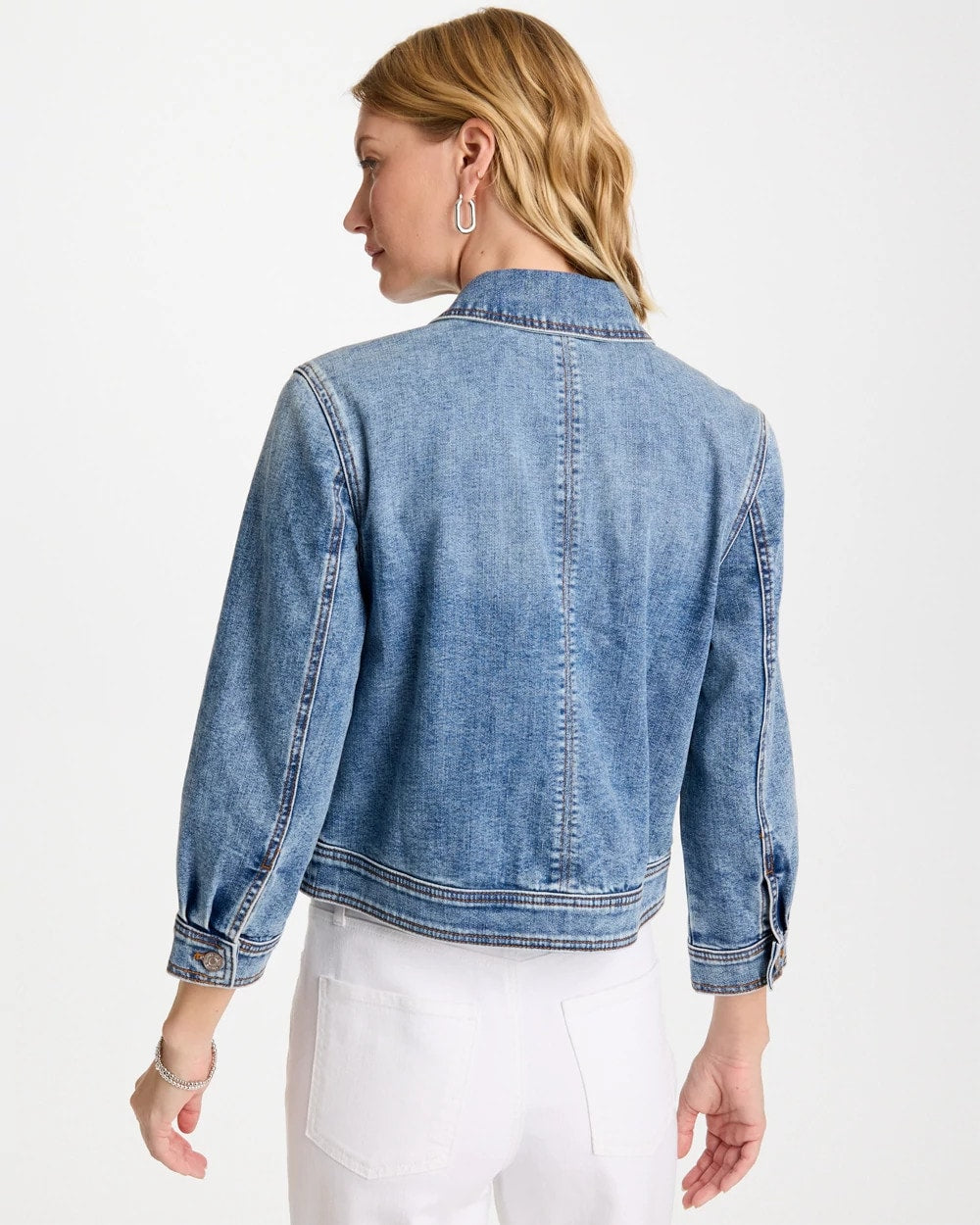 Denim Cropped Trucker Jacket Sakura Indigo - Chico's