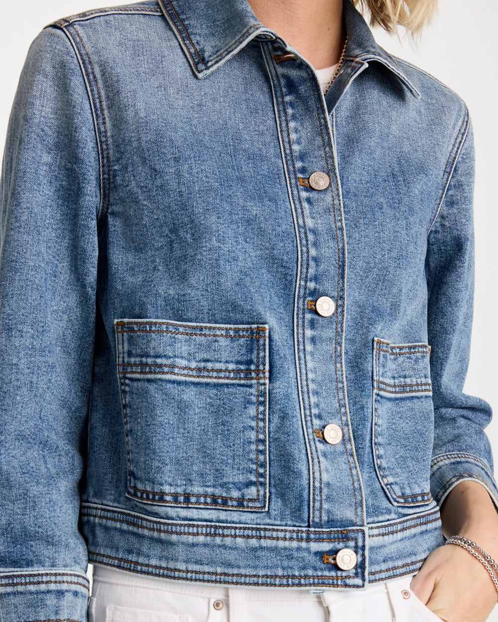 Denim Cropped Trucker Jacket Sakura Indigo - Chico's