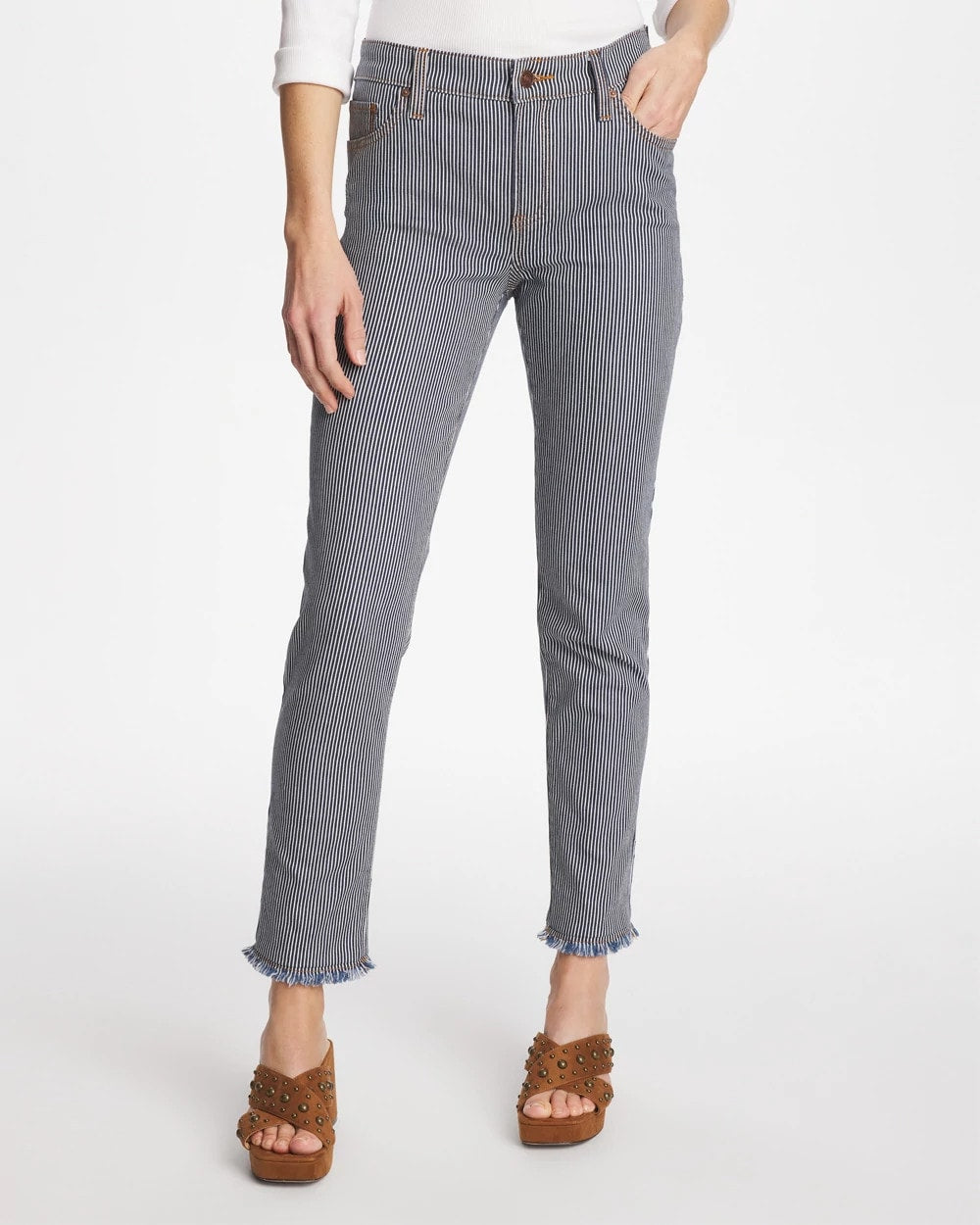 Pinnacle Stripe Girlfriend Ankle Jeans Denim - Chico's