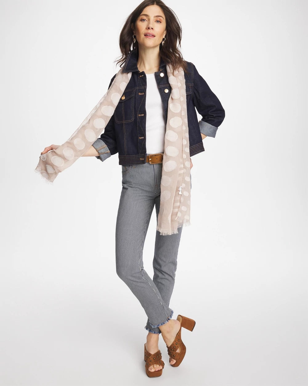 Pinnacle Stripe Girlfriend Ankle Jeans Denim - Chico's