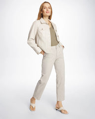 Stripe Girlfriend Straight Ankle Jeans Lichen - Chico's