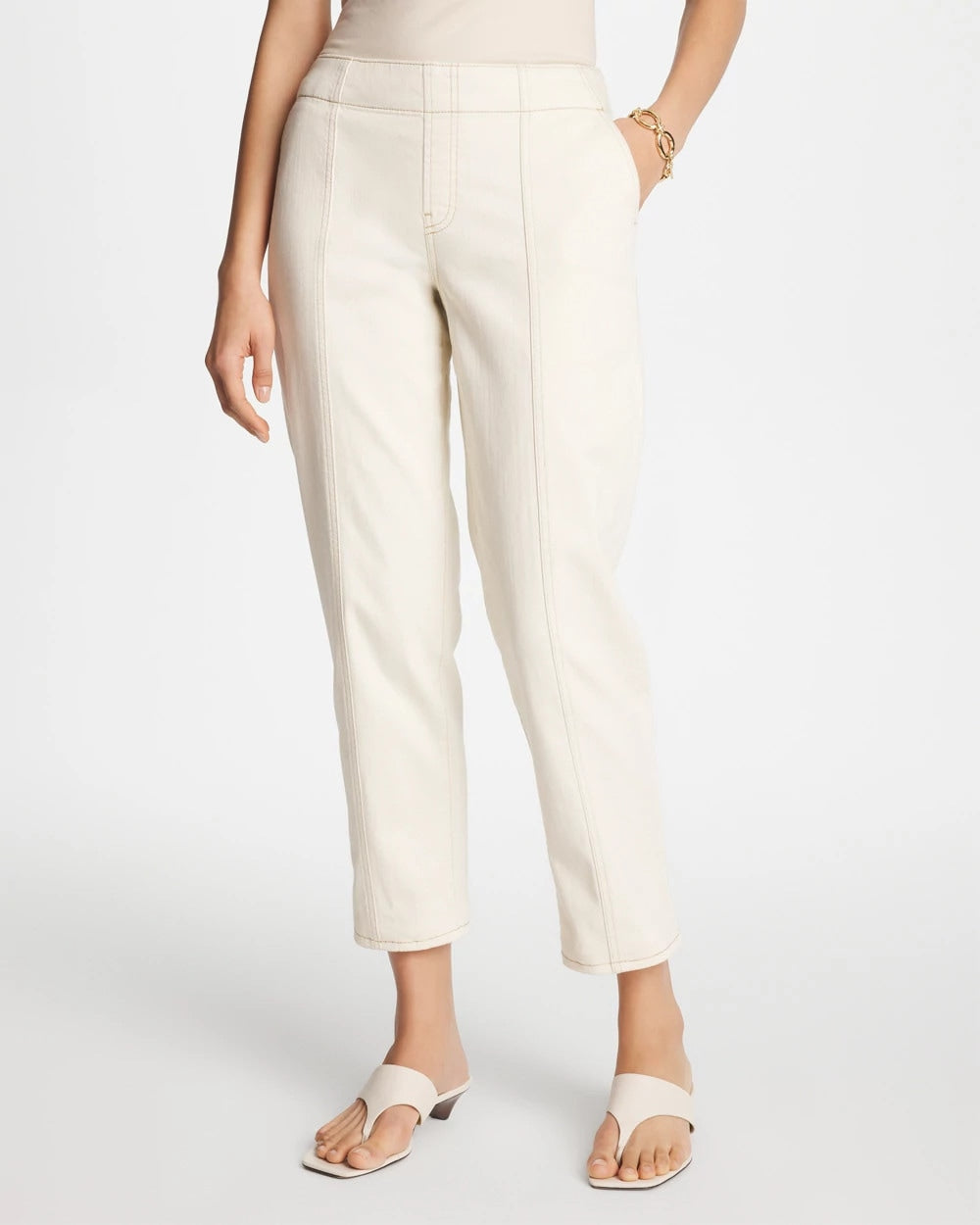 Pull-On Boyfriend Utility Cropped Jeans Natural Seeded - Chico's