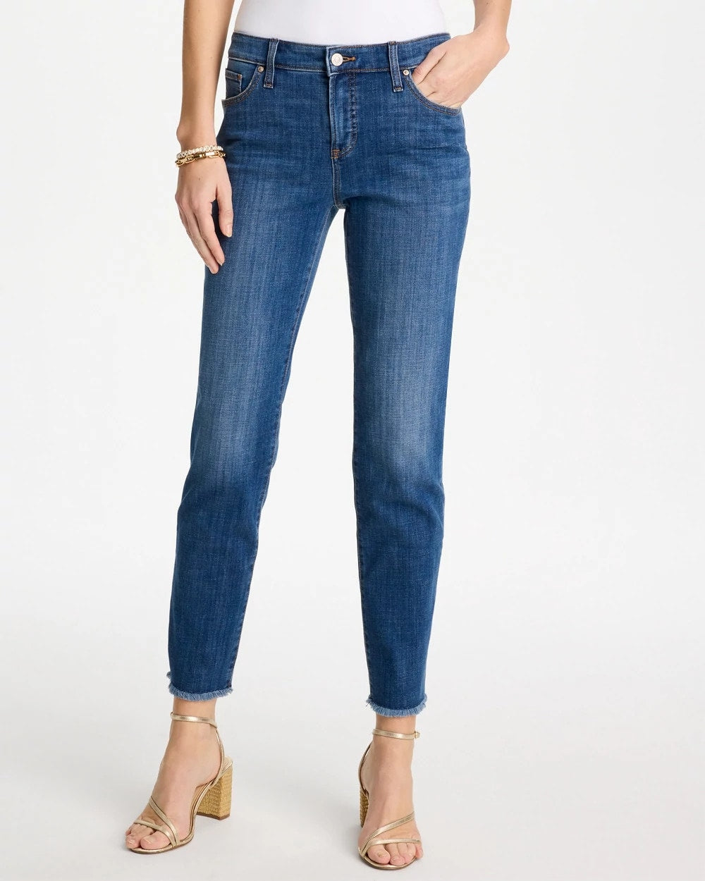 Girlfriend Slim Frayed Ankle Jeans Kailua Indigo - Chico's