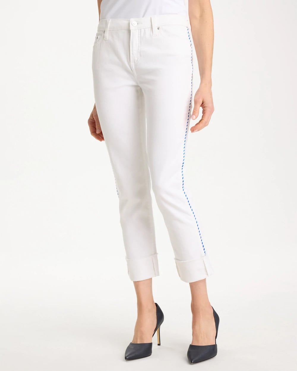 Girlfriend Roll Cuff Crop Jeans Alabaster - Chico's