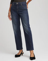 Girlfriend Straight Ankle Jeans Flower Moon Indigo - Chico's