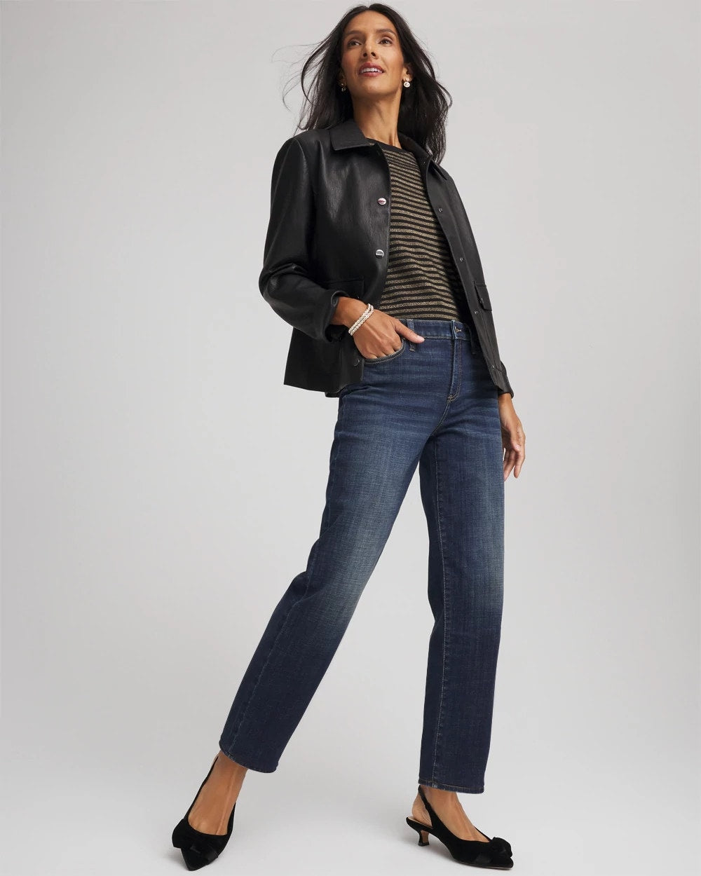 Girlfriend Straight Ankle Jeans Flower Moon Indigo - Chico's