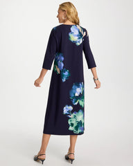 Floral 3/4 Sleeve Maxi Dress Passport Blue - Chico's