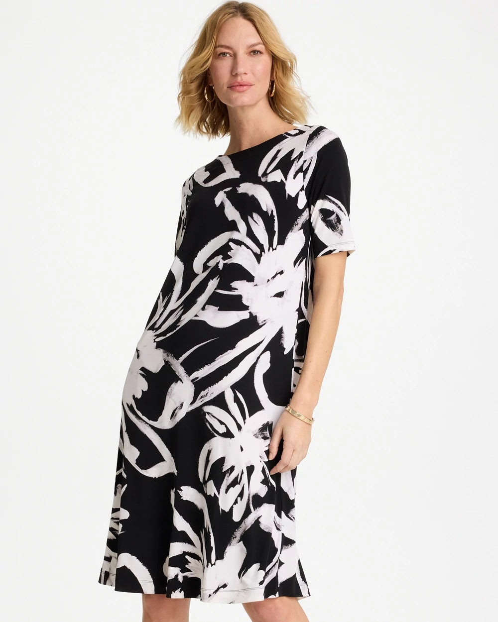 Travelers™ Knit New Bloom Day Dress Black/White - Chico's
