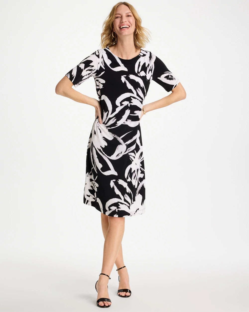 Travelers™ Knit New Bloom Day Dress Black/White - Chico's