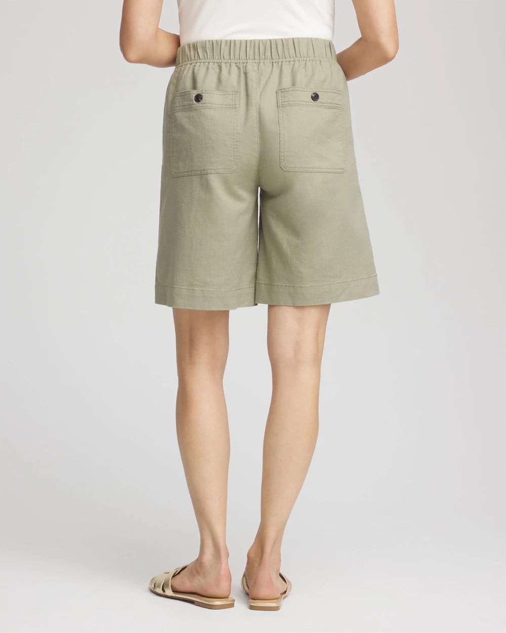 Cotton-Linen Pull-On Utility Shorts Washed Sage - Chico's